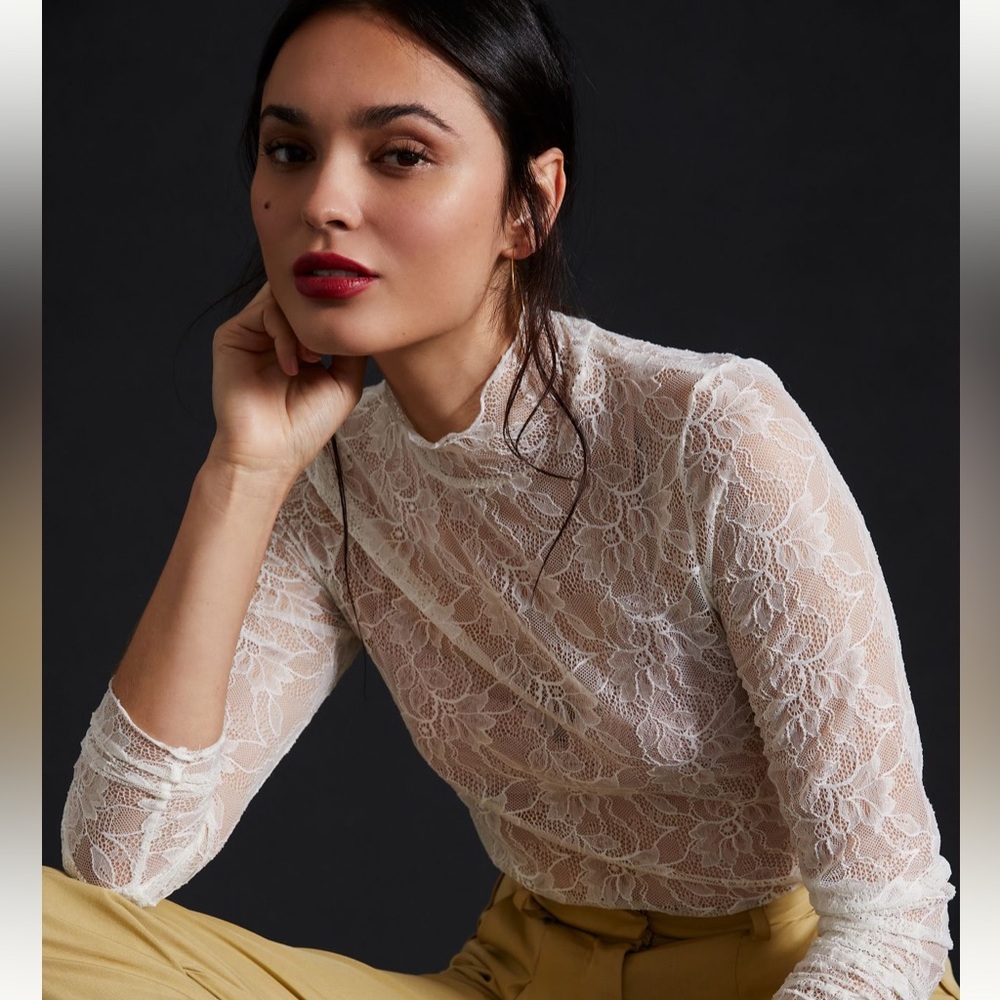 Anthropologie Sheer Lace Shirt